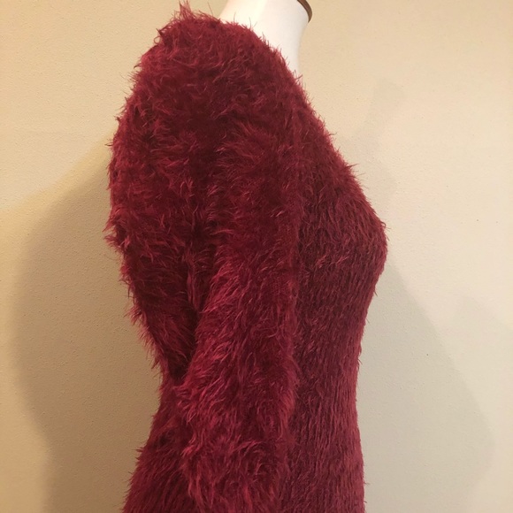 NWOT 4SI3NNA Fuzzy Red Long Sleeve Sweater Dress - Picture 12 of 14